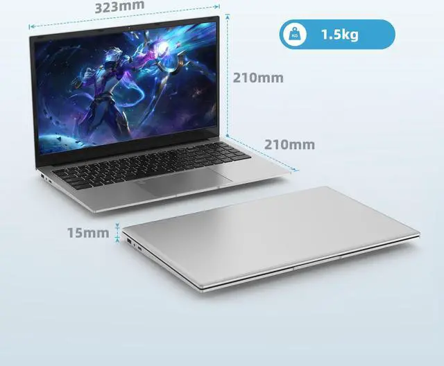 Alt view image 7 of 7 - JUSTTHINK 15.6" Laptop 8GB DDR4 RAM/512GB SSD,1080P FHD Screen Intel Celeron J4115 Laptop with Full Size Backlit Keyboard with Fingerprint,2.4/5G WiFi,Bluetooth 4.2