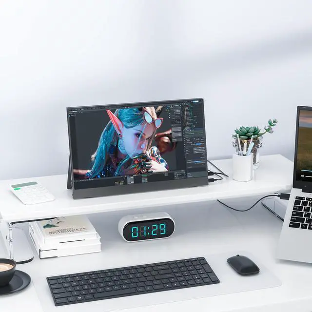 Alt view image 7 of 7 - JUSTTHINK Portable Monitor 15.6 Inch FHD 1080P Screen Connect USB Type-C HDMI Second Screen Built-in Dual Speakers Laptop Monitor Display for Laptop Desktop Phones Tablet PS5/4 Xbox Switch