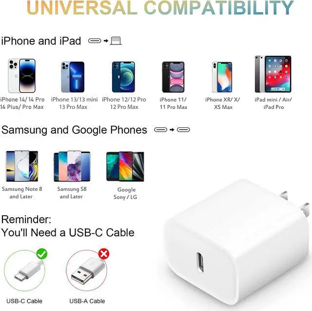 Alt view image 3 of 7 - [3 Pack] USB C Charger Block, iPhone 16 Charger Block 20W PD Power Adapter for iPhone 16/16Pro/16Pro Max/16Plus/15/14/13/12/11/ Xs/X, iPad and More
