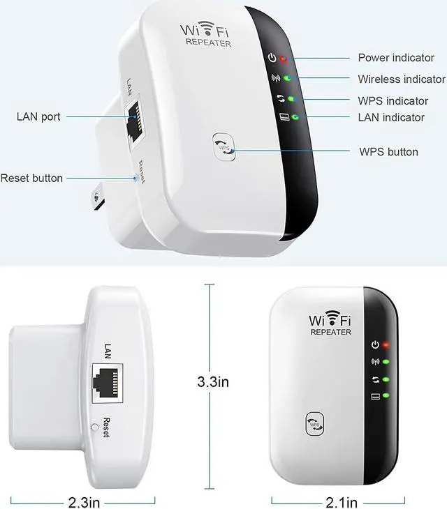 Alt view image 2 of 7 - KEHIPI WiFi Extender, WiFi Signal Booster Up to 5800sq.ft and 56+ Devices, WiFi Range Extender, Wireless Internet Repeater, Long Range Amplifier with Ethernet Port,1-Key Setup, Access Point,Compatible