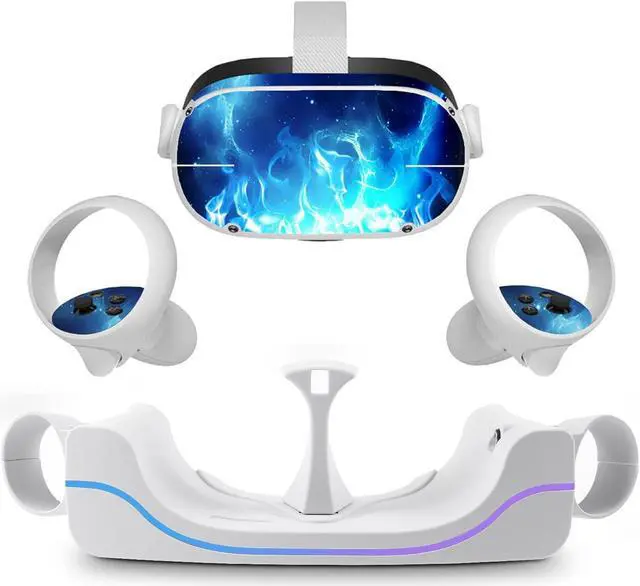 Main image of VeeR Charging Dock for Quest 2,VR Headset Charging Stand Compatible with Meta Quest 2 Accessories Wall Mount Charger Station, USB-C Link Cable - White