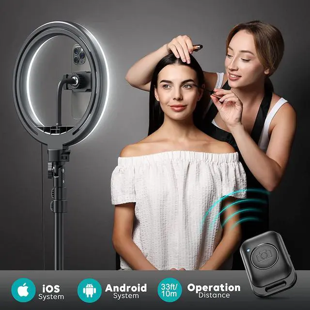 Alt view image 4 of 6 - 10 Ring Light with Stand 72 Tall & Phone Holder 38 Color Modes Selfie Light with Tripod Stand Stepless Dimmable/Speed LED Ring Light for iPhone & Android YouTube Makeup TIK Tok