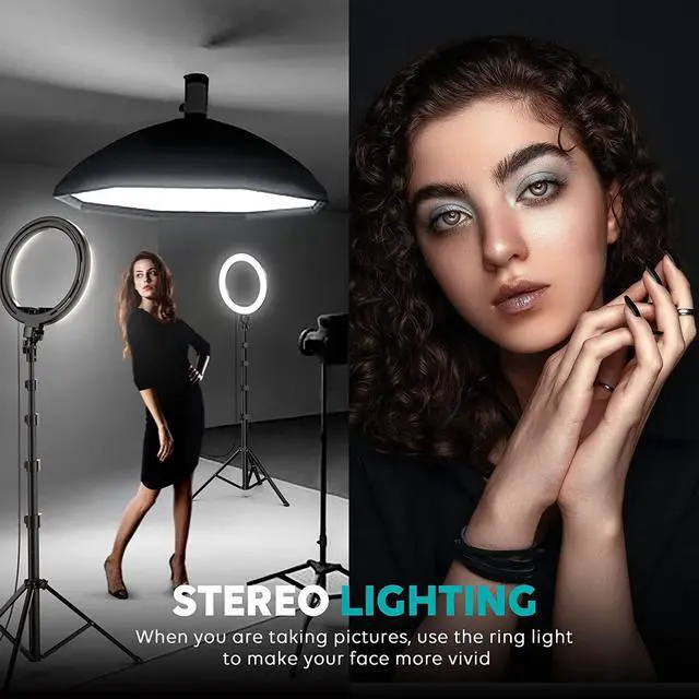Alt view image 3 of 6 - 10 Ring Light with Stand 72 Tall & Phone Holder 38 Color Modes Selfie Light with Tripod Stand Stepless Dimmable/Speed LED Ring Light for iPhone & Android YouTube Makeup TIK Tok