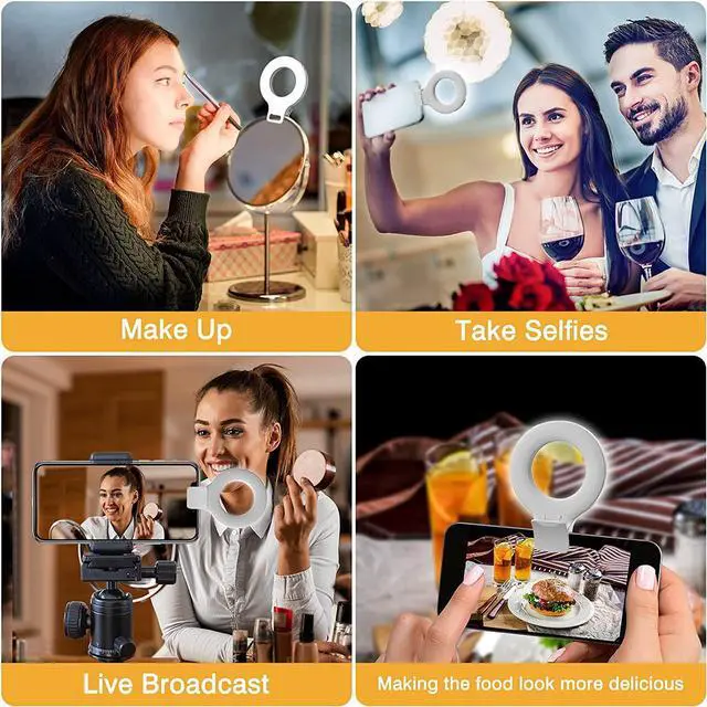 Alt view image 7 of 7 - Clip on Ring Light, Kimwood Rechargeable 60 LED Selfie Ring Light for Phone, Laptop, Tablet (3 Models, 5 Level Brightness)