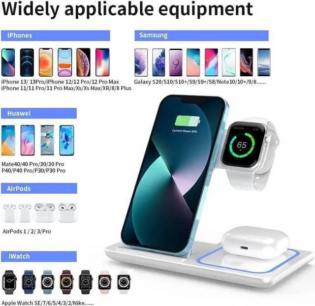 Alt view image 3 of 6 - 3 in 1 Wireless Charger Station,RUI MAI LAI for Apple iWatch 7/6/SE/5/4/3/2, Airpods 3/2/pro,iPhone 13/12/11 (Pro, Pro Max)/XS/XR/XS/X/8(Plus),iWatch