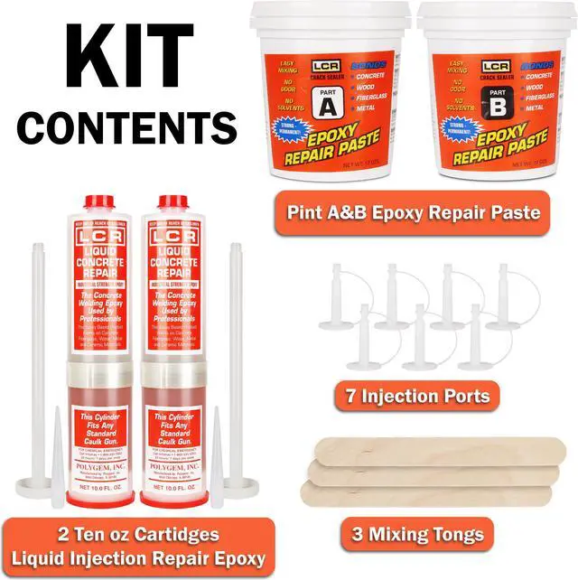 Alt view image 4 of 7 - Polygem LCR Epoxy Kit - DIY Concrete Crack Repair Solution - Stops Leaks, Restores Structural Integrity 1 Kit
