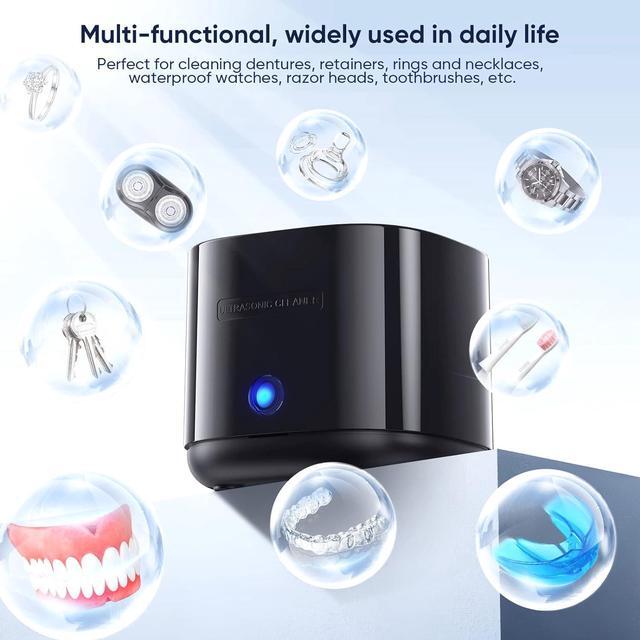 Alt view image 6 of 7 - Ultrasonic Cleaner for Dentures, 25W Professional Ultrasonic Cleaner Machine for all Dental, Retainer, Aligner, Braces, Mouth Guards, Toothbrush Head, Shaver Head, Jewelry, Black