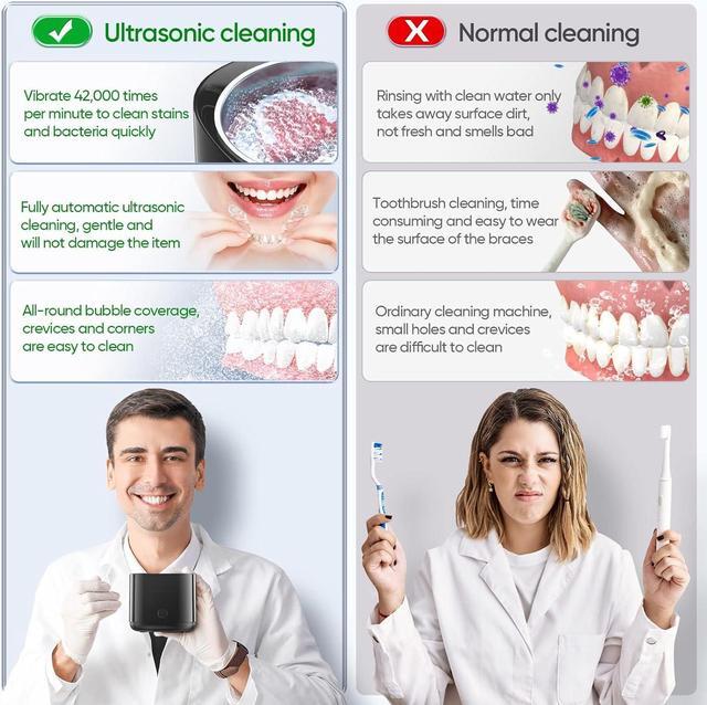 Alt view image 4 of 7 - Ultrasonic Cleaner for Dentures, 25W Professional Ultrasonic Cleaner Machine for all Dental, Retainer, Aligner, Braces, Mouth Guards, Toothbrush Head, Shaver Head, Jewelry, Black
