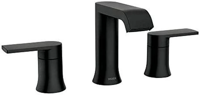 Main image of Moen 84763BL Genta 8 in. Widespread 2-Handle Bathroom Faucet in Matte Black