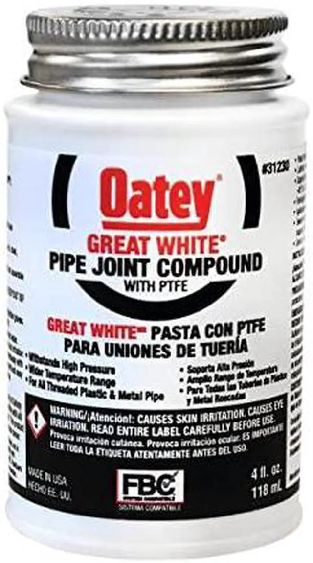 Alt view image 3 of 3 - OATEY 31230 Pipe Thread Sealant 4 fl oz, Brush-Top Can, Great White Pipe Joint