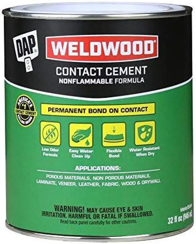 Alt view image 4 of 4 - DAP 25332 Contact Cement, Weldwood Nonflammable Series, Natural, 1 qt, Can