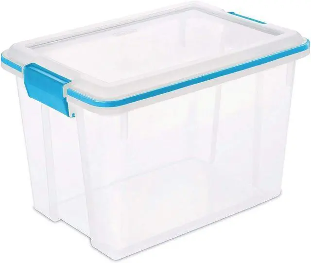Alt view image 6 of 7 - Sterilite 19324306 20 Quart/19 Liter Gasket Box, Clear with Blue Aquarium Latches and Gasket 6-Pack