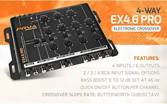 Alt view image 6 of 9 - PRV 4 Way Electronic Crossover 4 Inputs and 6 Outputs 9 Volts RMS EX4.6 PRO