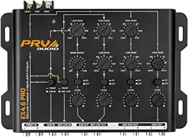 Alt view image 7 of 9 - PRV 4 Way Electronic Crossover 4 Inputs and 6 Outputs 9 Volts RMS EX4.6 PRO