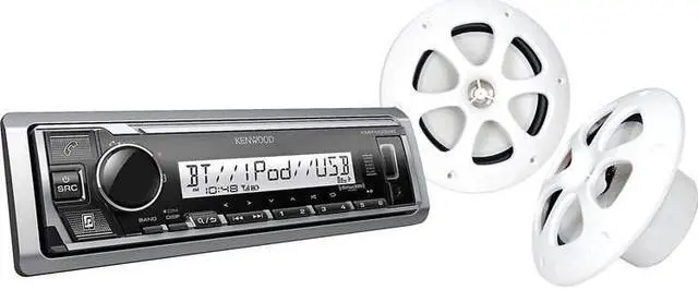 Alt view image 8 of 12 - Kenwood PKG-MR3321BT Package: KMR-D332BT Marine Receiver & KFC-1613MRW Speakers