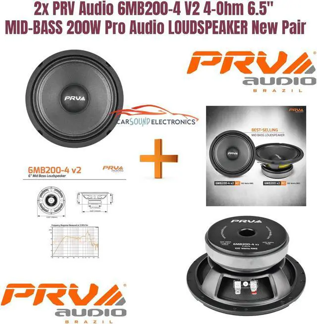Alt view image 8 of 13 - prv audio 6mb2004 v2 6" mid bass 4 ohms pro audio speaker 93.5db 100 watts rms 1.5" vc