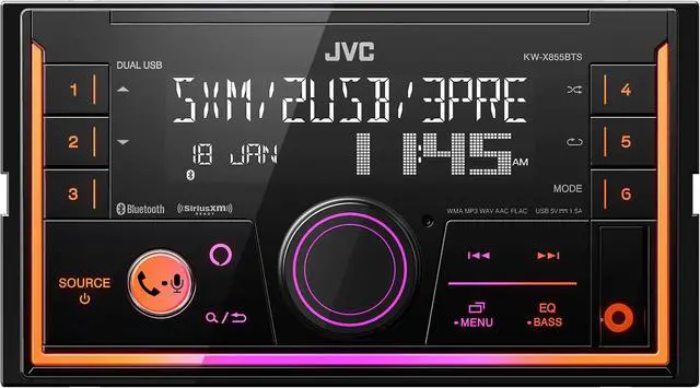 Main image of JVC KW-X855BTS 2-DIN Digital Media Receiver featuring Bluetooth® / Front & Rear Dual USB / SiriusXM / Amazon Alexa / 13-Band EQ / Variable-Color Illumination /JVC Remote App Compatibility