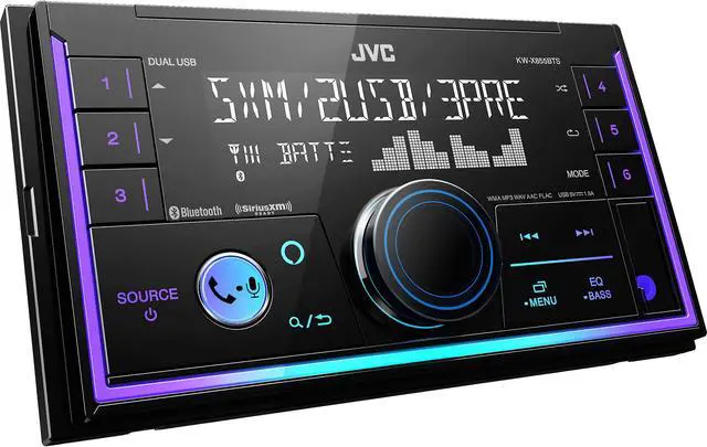 Alt view image 2 of 11 - JVC KW-X855BTS 2-DIN Digital Media Receiver featuring Bluetooth® / Front & Rear Dual USB / SiriusXM / Amazon Alexa / 13-Band EQ / Variable-Color Illumination /JVC Remote App Compatibility