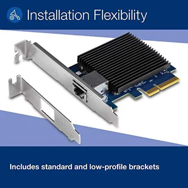 Alt view image 5 of 5 - TRENDnet 10 Gigabit PCIe Network Adapter, TEG-10GECTX, Converts a PCIe Slot into a 10G Ethernet Port, Supports 802.1Q Vlan, Includes Standard and Low-Profile Brackets, Windows/Server, (TEG-10GECTX)