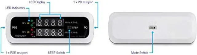 Main image of TRENDnet Inline PoE Tester, TC-NTP1, Tests 4PPoE, PoE+, PoE & Passive PoE Technology, Wattage, Voltage, Amperage, Polarity, LED Display, Battery-Free, Troubleshoot PoE Issues, IEEE 802.3af/at/bt