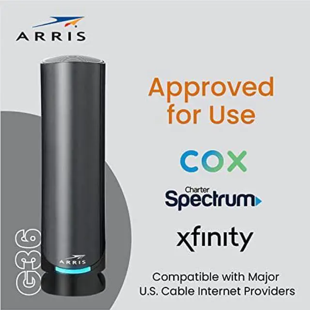 Alt view image 3 of 5 - ARRIS Surfboard G36 DOCSIS 3.1 Multi-Gigabit Cable Modem & AX3000 Wi-Fi Router | Comcast Xfinity, Cox, Spectrum| Four 2.5 Gbps Ports | 1.2 Gbps Max Internet Speeds | 4 OFDM Channels