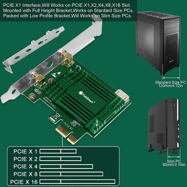 Alt view image 7 of 7 - WiFi 6 PCIE Wireless Network Adapter for Windows 11, 10 64bit, Linux Kernel 5.1+ Desktop PCs, for Gaming and Video Streaming, 2.4GHz 574Mbps and 5GHz 2400Mbps, Intel WiFi 6 AX200NGW (AX3000)