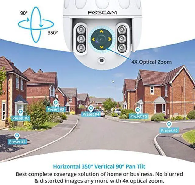Alt view image 2 of 4 - FOSCAM HT2 1080p Outdoor 2.4g/5gHz WiFi PTZ IP CJ639-B09HJQN9RH, 4X Optical Zoom Pan Tilt Security Surveillance Speed Dome, 2-Way Audio with Mic & Speaker, 165ft Night Vision, CMOS Image Sensor, IP66