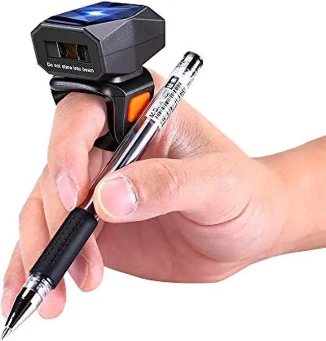 Main image of Eyoyo 1D Bluetooth Wearable Ring Barcode Scanner, Portable Mini Finger Bar Code Reader with 2.4GHz Wireless and USB Wired Connection for iPhone iPad Android iOS, for Book, Warehouse Invent (EY-016L)