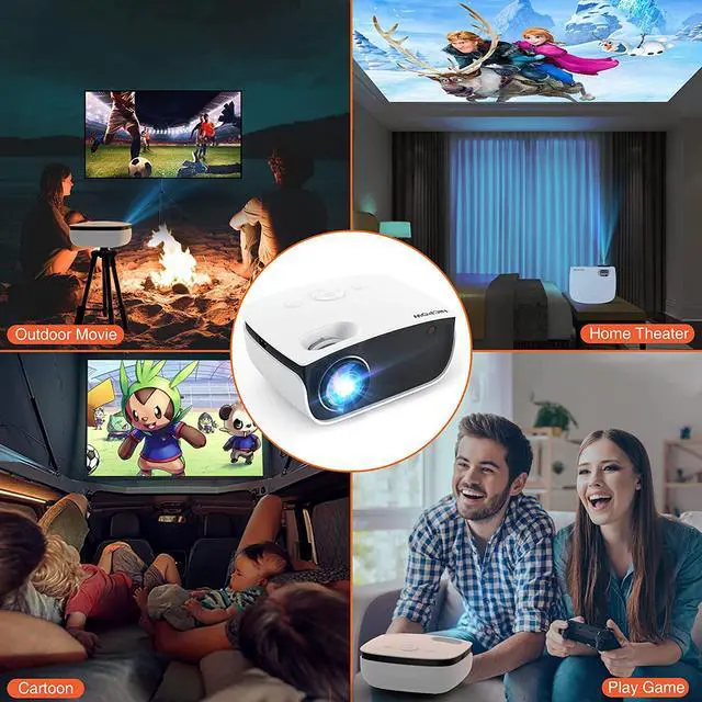 Alt view image 6 of 6 - Outdoor Projector, Mini Projector with 100" Screen, 1080P and 240" Supported Movie Projector 7500 L Portable Home Video Projector Compatible with Smartphone/TV Stick/PS5/PC/Laptop
