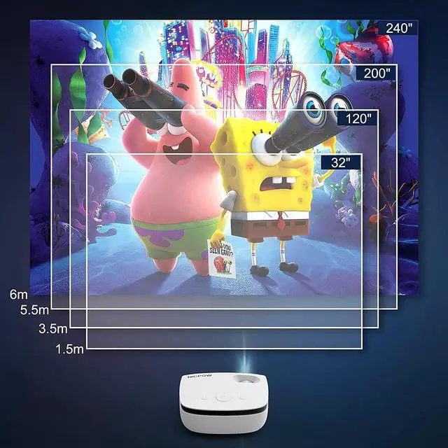 Alt view image 4 of 6 - Outdoor Projector, Mini Projector with 100" Screen, 1080P and 240" Supported Movie Projector 7500 L Portable Home Video Projector Compatible with Smartphone/TV Stick/PS5/PC/Laptop