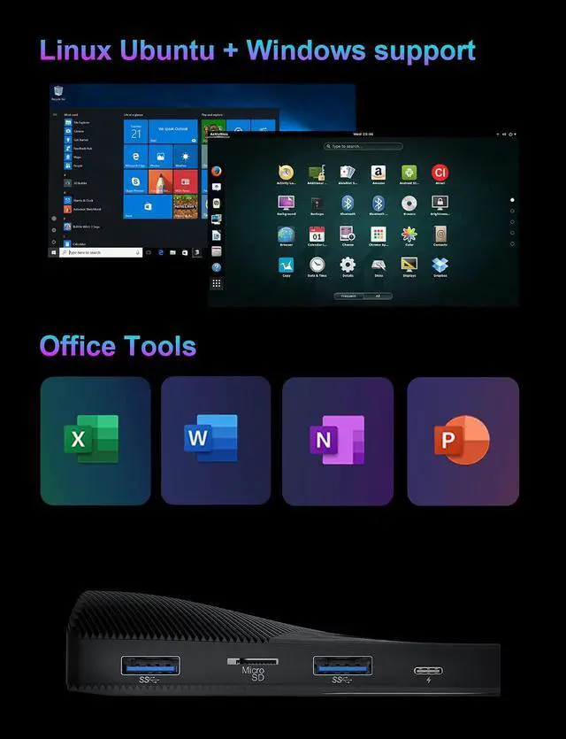 Alt view image 5 of 7 - Fanless 4GB Mini PC Stick Intel Celeron J4105, 64GB Storage, Windows 10 Pro Mini Computer Stick Supporting HDMI 2.0 and Mini DP 1.2 Dual 4K@60Hz, Dual Band WiFi and Gigabit Ethernet Port, NY41S