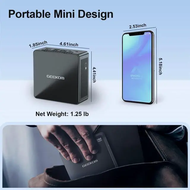 Alt view image 5 of 7 - Mini PC, Mini IT8 Mini Computer Intel i5-8259U, Compact PC 8GB RAM 256GB SSD Windows 11 Pro Mini Desktop Computer with Dual-Channel DDR4/HDMI2.0 4K UHD/Dual WiFi/Bluetooth Portable PC for Gift