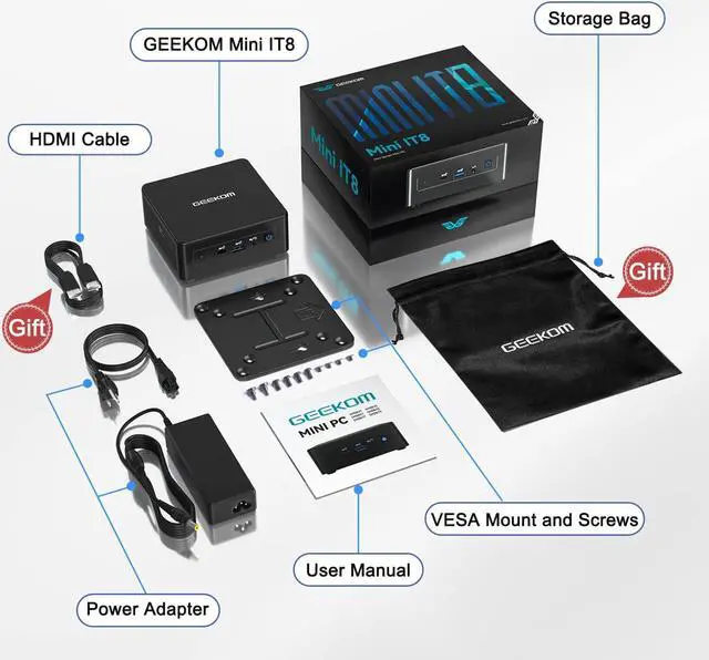 Alt view image 7 of 7 - Mini PC, Mini IT8 Mini Computer Intel i5-8259U, Compact PC 8GB RAM 256GB SSD Windows 11 Pro Mini Desktop Computer with Dual-Channel DDR4/HDMI2.0 4K UHD/Dual WiFi/Bluetooth Portable PC for Gift