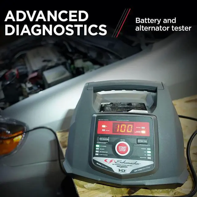 Alt view image 6 of 6 - Schumacher Battery Charger, Engine Starter, Boost Maintainer and Auto Desulfator with Advanced Diagnostic Testing- 100 Amp/30 Amp, 6V/12V