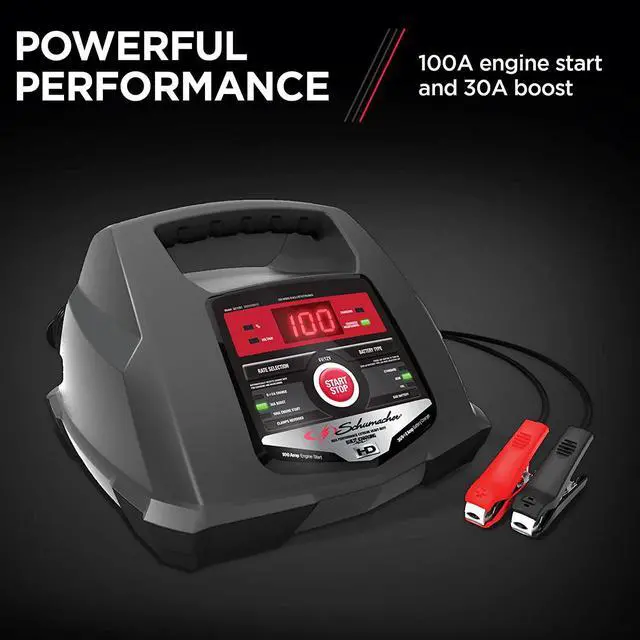 Alt view image 5 of 6 - Schumacher Battery Charger, Engine Starter, Boost Maintainer and Auto Desulfator with Advanced Diagnostic Testing- 100 Amp/30 Amp, 6V/12V