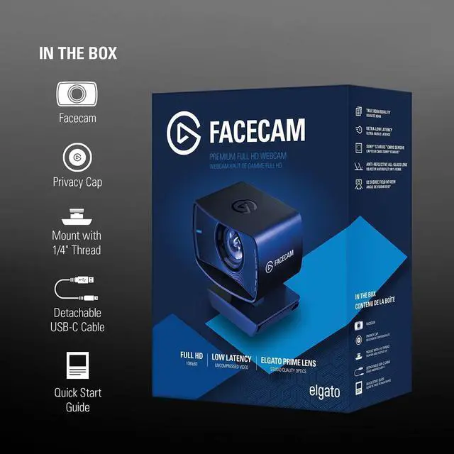 Alt view image 7 of 7 - Elgato Facecam - 1080p60 True Full HD Webcam for Live Streaming, Gaming, Video Calls, Sony Sensor, Advanced Light Correction, DSLR Style Control, works with OBS, Zoom, Teams, and more, for PC/Mac
