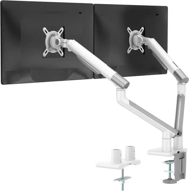 Main image of Dual Monitor Stand White Arms VESA Mounts, for 2 Monitors, Mechanical Spring Tension Indicator Fully Adjustable Bracket, Up to 32 inch, 22lbs Weight Capacity (MATI002-W), White