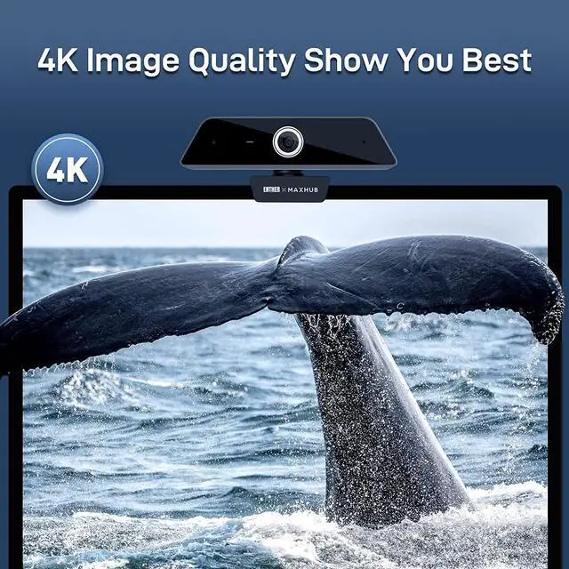 Alt view image 2 of 7 - Enther & MAXHUB Webcam 4k, Webcam with Microphone for Computer with Noise-Canceling Mic, Fast Auto Focus and Full HD Auto Light Correction, Works with Microsoft Teams, Zoom, Skype, Stream