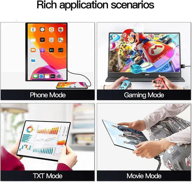 Alt view image 3 of 7 - TOPOSH Portable Monitor 15.6 USB Type-C Full HD 1080 IPS USB C Portable Monitor Built-in Dual Speakers Compatible with Laptop Computer Raspberry pi Gaming Monitor for PS4 PS3 Xbox