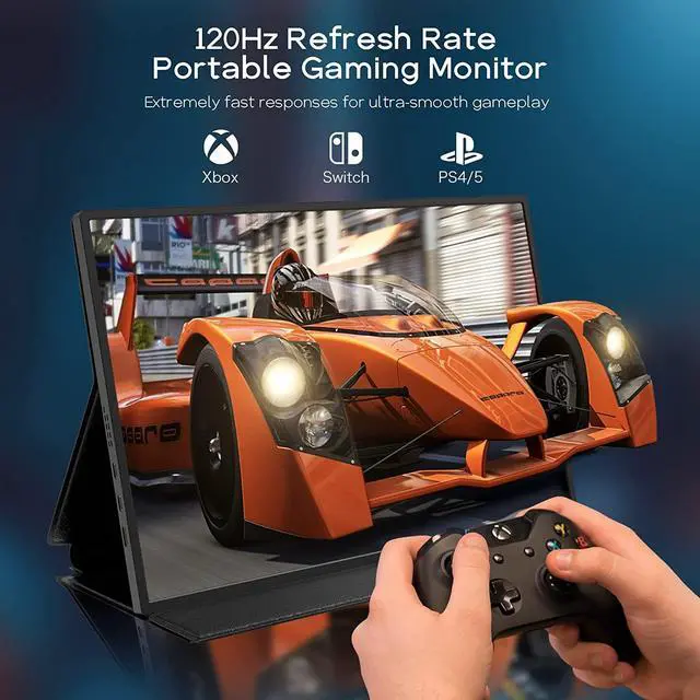 Alt view image 4 of 6 - AYY 2K Portable Monitor 16'' 120Hz Portable Gaming Monitor, 2560x1600 QHD Portable Travel Laptop Monitor IPS Computer External Second Screen USB C HDMI Monitor w/Smart Cover for PC MAC Xbox PS5/4