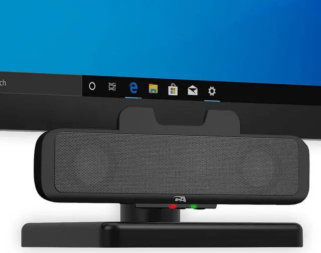 Main image of USB Speaker Bar (CA-2890)  Stereo USB Powered Speaker, Easily Clamps to Monitor, Convenient Controls