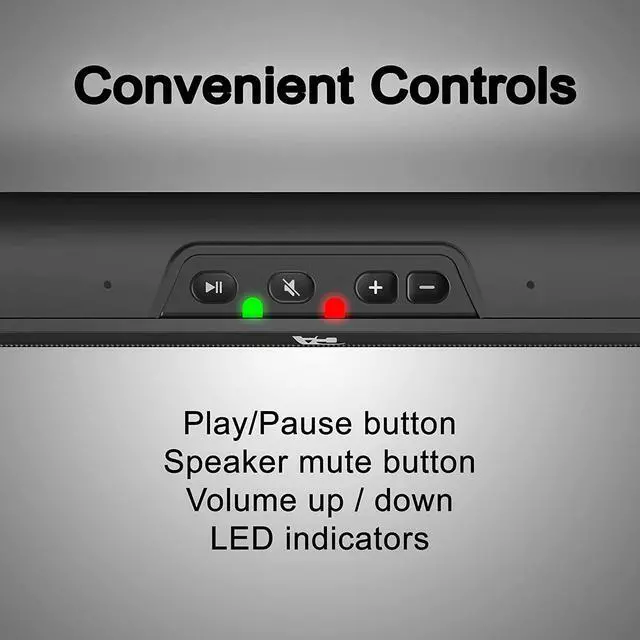 Alt view image 5 of 6 - USB Speaker Bar (CA-2890)  Stereo USB Powered Speaker, Easily Clamps to Monitor, Convenient Controls