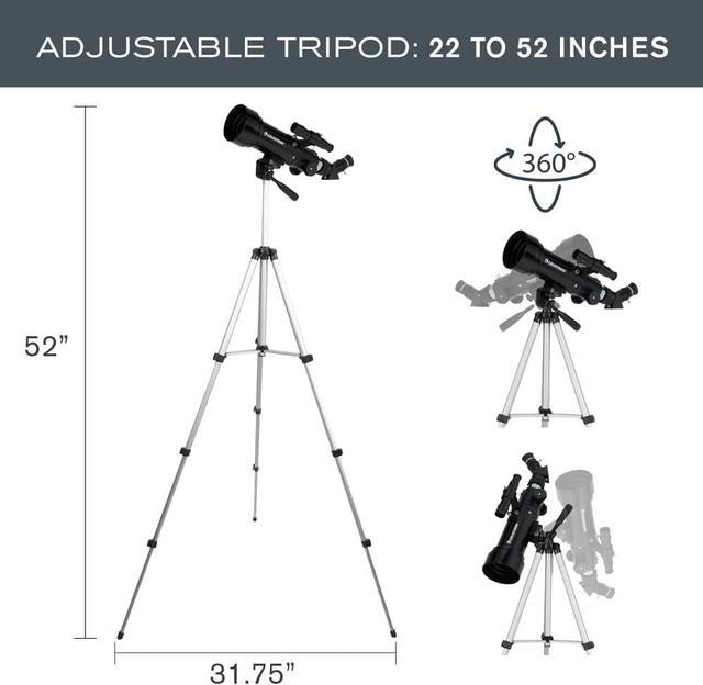 Alt view image 5 of 7 - Celestron - 70mm Travel Scope - Portable Refractor Telescope - Fully-Coated Glass Optics - Ideal Telescope for Beginners - BONUS Astronomy Software Package