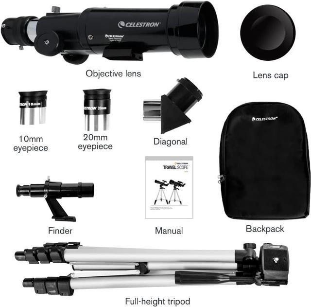 Alt view image 6 of 7 - Celestron - 70mm Travel Scope - Portable Refractor Telescope - Fully-Coated Glass Optics - Ideal Telescope for Beginners - BONUS Astronomy Software Package