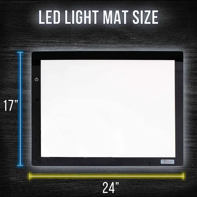 Alt view image 3 of 6 - US ART SUPPLY Lightmaster 32.5" Extra Large(A2) 17"x24" LED Lightbox Board Ultra-Thin 3/8" Light Box Pad and 110V AC Power Adapter Dimmable LED with Measuring Overlay Grid & Circle Template/Protractor