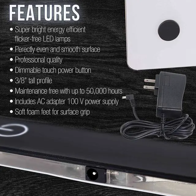 Alt view image 4 of 6 - US ART SUPPLY Lightmaster 32.5" Extra Large(A2) 17"x24" LED Lightbox Board Ultra-Thin 3/8" Light Box Pad and 110V AC Power Adapter Dimmable LED with Measuring Overlay Grid & Circle Template/Protractor