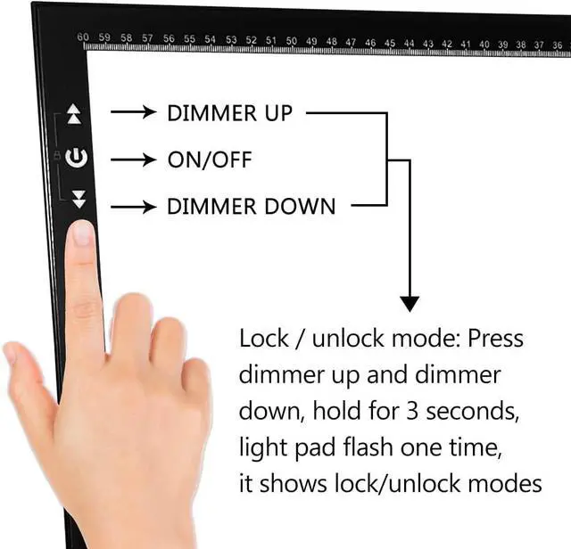 Alt view image 2 of 7 - HSK A2 Artist tracing Light Box Copy Table,12V2A Adapter Power Dimmerable 5000 Lux Lock Button Artcraft Light Pad for Tatto Drawing, Sketching, Animation,Diamond Painting