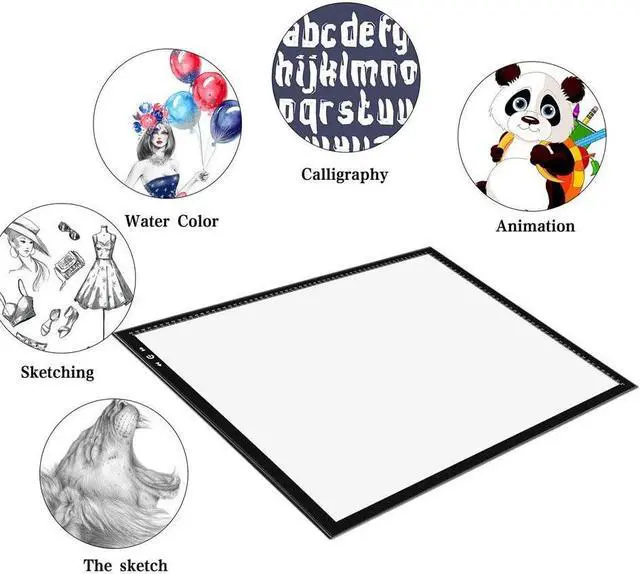 Alt view image 7 of 7 - HSK A2 Artist tracing Light Box Copy Table,12V2A Adapter Power Dimmerable 5000 Lux Lock Button Artcraft Light Pad for Tatto Drawing, Sketching, Animation,Diamond Painting
