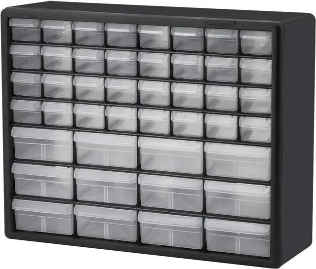 Main image of Akro-Mils 10144, 44 Drawer Plastic Parts Storage Hardware and Craft Cabinet, 20-Inch W x 6.37-Inch D x 15.81-Inch H, Black