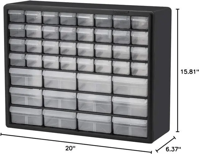 Alt view image 6 of 7 - Akro-Mils 10144, 44 Drawer Plastic Parts Storage Hardware and Craft Cabinet, 20-Inch W x 6.37-Inch D x 15.81-Inch H, Black